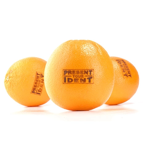 Logo-Orange, gelaserte Orangen mit Logo